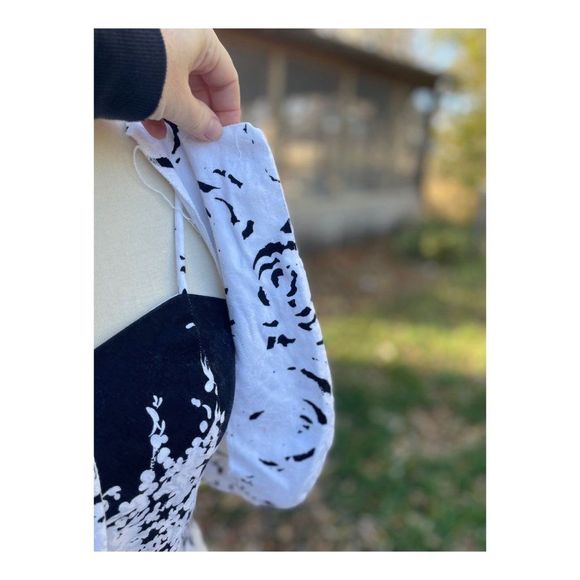 Vintage 1980s Wiggle Dress Set Bolero Black White Abstract New Wave Sz S Cotton - Picture 10 of 16